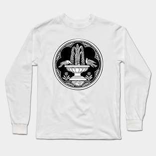 Birds and Fountain - Circle - white bkg Long Sleeve T-Shirt